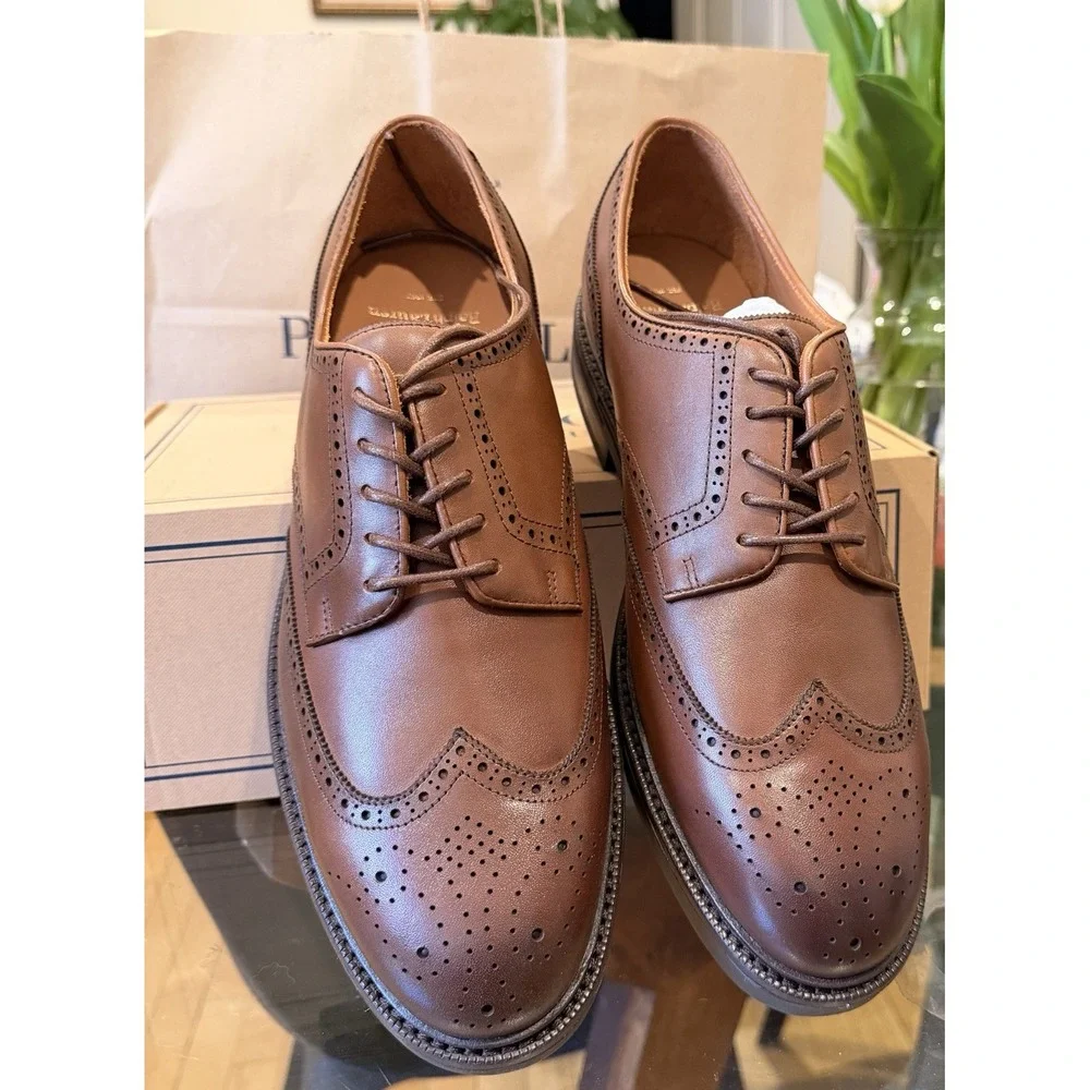Polo Ralph Lauren Asher Wingtip Brogue Oxford Dress Shoe Men's 13D Brown NIB